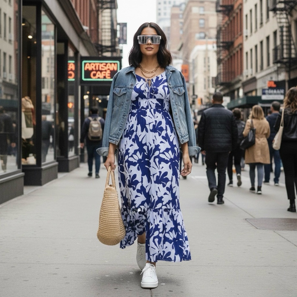Nine West Blue Floral Women's Dress